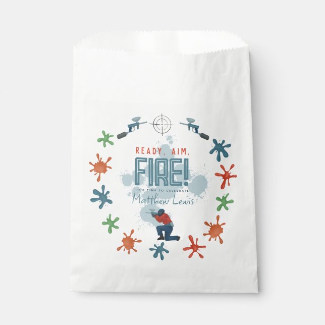 Kids Blue Paintball Boys Birthday Party Favour Bag (Front)