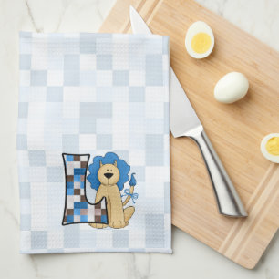 Kid's Blue Patchwork Monogram "L" Towel