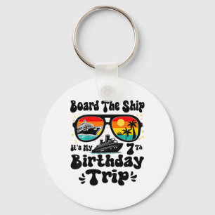 Kids Board The Ship It's My 7th Birthday 7 Years O Keychain