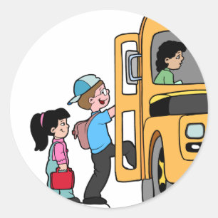 Kids Boarding School Bus Classic Round Sticker