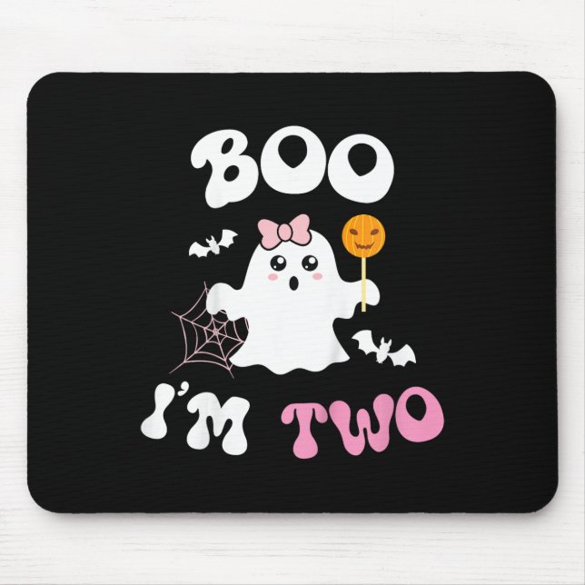 Kids Boo I'm Two Ghost Second 2nd Birthday Groovy  Mouse Pad (Front)