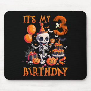 Kids Boo It's My 3rd Birthday Halloween Skeleton 3 Mouse Pad