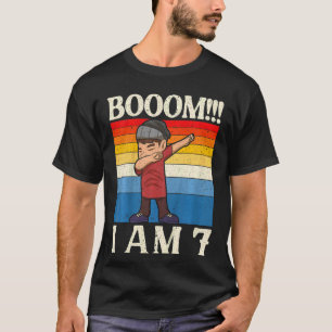 Kids Boom  I'm 7 Dabbing 7th Birthday Seven Years  T-Shirt