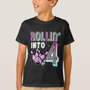 Kids Bowler Rollin’ Into 4 Bowling 4th Birthday Ki T-Shirt