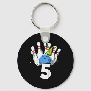 Kids Bowling Birthday 5 Bowling Theme 5th Birthday Keychain