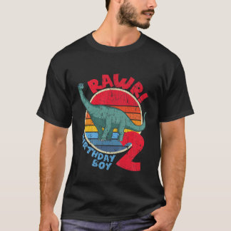 Kids Boy 2Nd Birthday I Rawr! Brachiosaurus I Fami T-Shirt