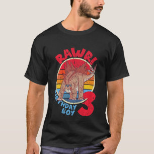 Kids Boy 3rd Birthday I Rawr Stegosaurus I Family T-Shirt