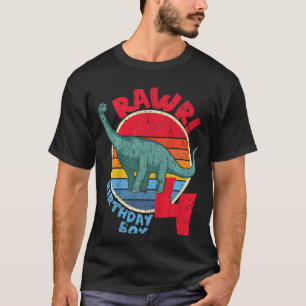 Kids Boy 4th Birthday I Rawr! Brachiosaurus I Fami T-Shirt