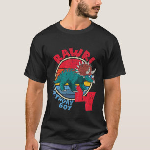 Kids Boy 4Th Birthday I Rawr! Triceratops I Family T-Shirt