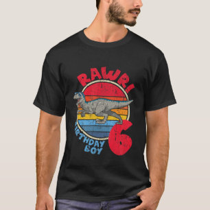 Kids Boy 6Th Birthday I Rawr! Velociraptor I Famil T-Shirt