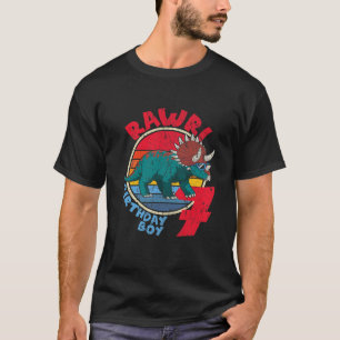 Kids Boy 7Th Birthday I Rawr! Triceratops I Family T-Shirt