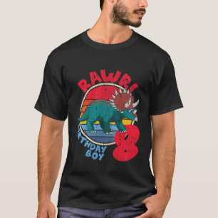 Kids Boy 8Th Birthday I Rawr! Triceratops I Family T-Shirt