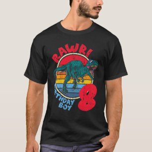Kids Boy 8th Birthday I Rawr Tyrannosaurus Rex I F T-Shirt