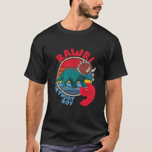Kids Boy 9Th Birthday I Rawr! Triceratops I Family T-Shirt