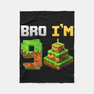 Kids Boy Its My 9th Birthday Bro Game Pixel 9 Year Fleece Blanket