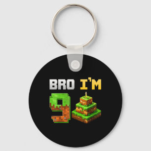 Kids Boy Its My 9th Birthday Bro Game Pixel 9 Year Keychain