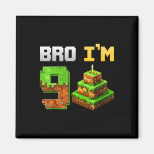Kids Boy Its My 9th Birthday Bro Game Pixel 9 Year Magnet