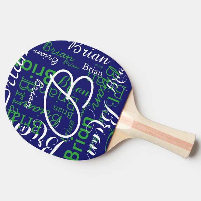 Kids Boy Name Cool Typography Blue Ping Pong Paddle (Side)