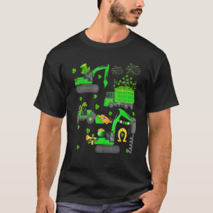 Kids Boy St Patricks Day Shamrock Truck Constructi T-Shirt