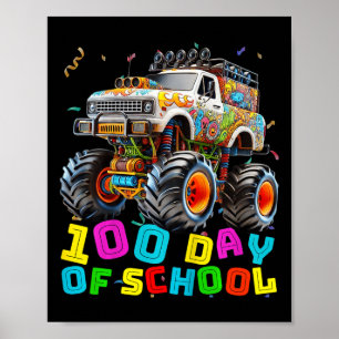Kids Boys 100 Days Of School Monster Truck 100th D Poster