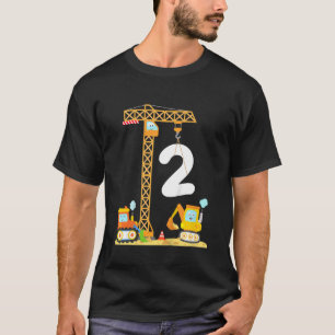 Kids Boys 2 Years Crane Birthday Digger Constructi T-Shirt