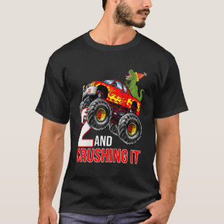 Kids Boys 2nd Birthday Monster Truck Birthday 2 ye T-Shirt