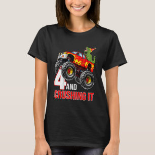 Kids Boys 4th Birthday Monster Truck Birthday 4 ye T-Shirt