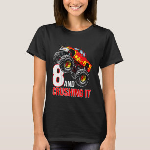 Kids Boys 8th Birthday Monster Truck Birthday 8 ye T-Shirt