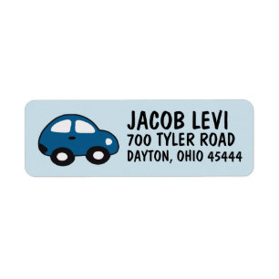 KIDS BOYS CAR CUSTOM RETURN ADDRESS LABELS