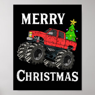 Kids Boys Christmas Monster Truck Kids Merry Chris Poster