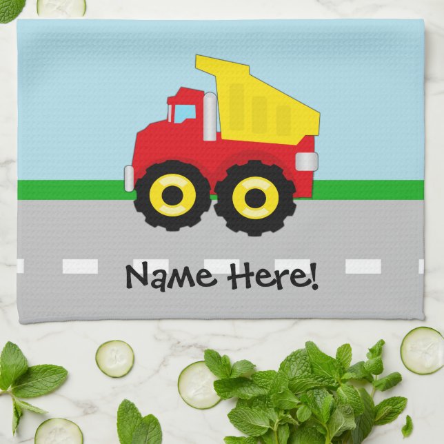 Kids Boys Construction Dumptruck Kitchen Towel (Folded)