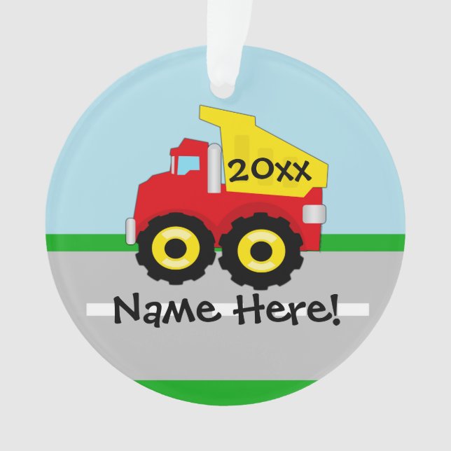 Kids Boys Construction Dumptruck Ornament (Front)