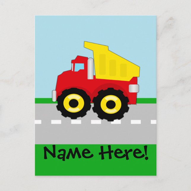 Kids Boys Construction Dumptruck Postcard (Front)