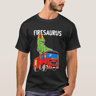 Kids Boys Dino Fire Truck T-Shirt
