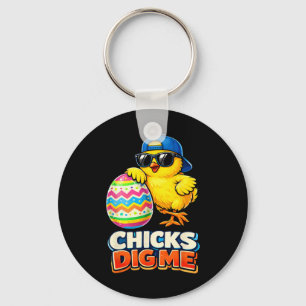 Kids Boys Easter Cute Chicks Dig Me Easter Kids Bo Keychain