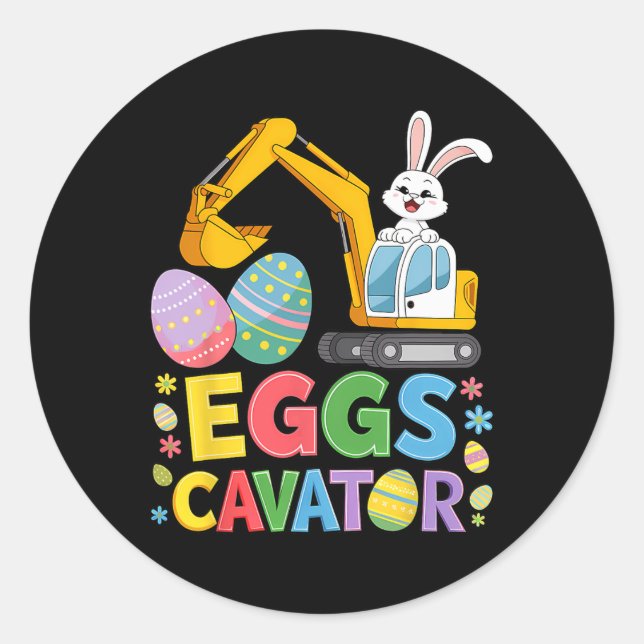 Kids Boys Eggscavator Easter Egg Hunt Construction Classic Round Sticker (Front)