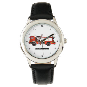 Kids Boys Fire Engine Firefighter Truck Name Watch