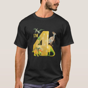 Kids Boys Girls Dinosaur Fourth 4th Birthday 4 Yea T-Shirt