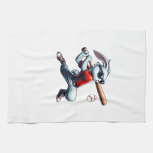 Kids Boys Happy Easter Bunny Playing Baseball East Kitchen Towel