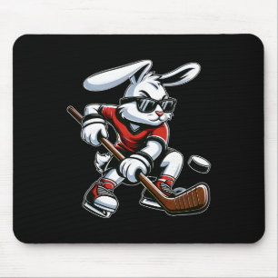 Kids Boys Happy Easter Bunny Playing Hockey Easter Mouse Pad