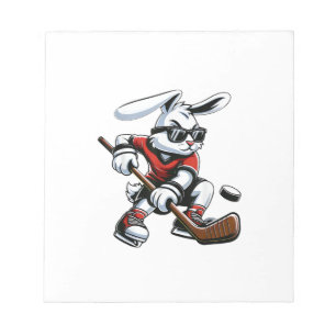 Kids Boys Happy Easter Bunny Playing Hockey Easter Notepad
