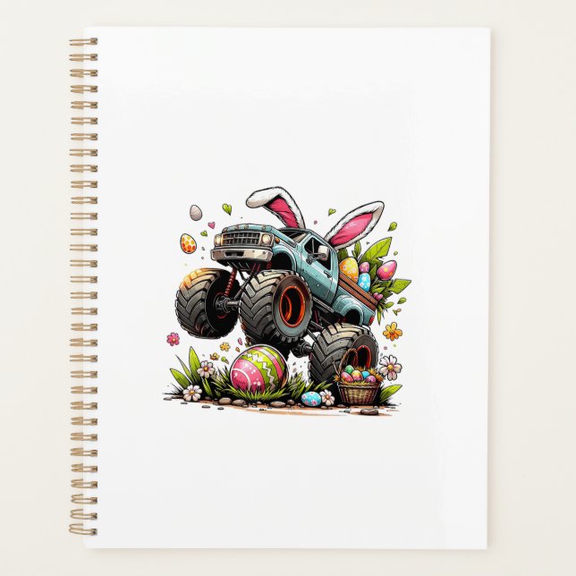 Kids Boys Happy Easter Day Bunny Monster Truck Egg (Devant)