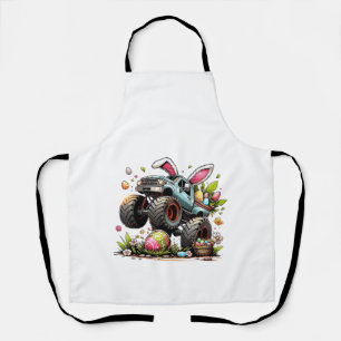 Kids Boys Happy Easter Day Bunny Monster Truck Egg Apron