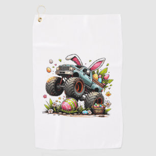 Kids Boys Happy Easter Day Bunny Monster Truck Egg Golf Towel
