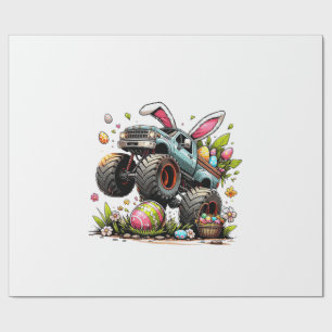 Kids Boys Happy Easter Day Bunny Monster Truck Egg Wrapping Paper