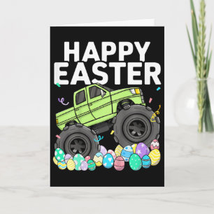 Kids Boys Happy Easter Monster Truck Easter Eggs T Card