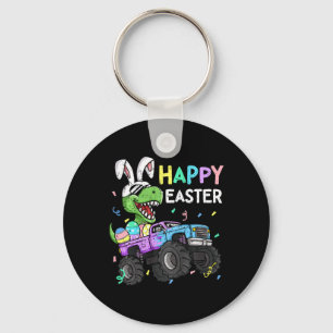 Kids Boys Happy Easter T-rex Bunny Monster Truck R Keychain
