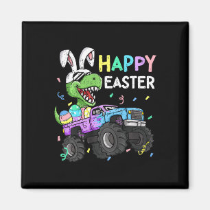 Kids Boys Happy Easter T-rex Bunny Monster Truck R Magnet