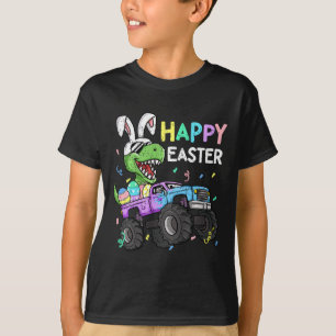 Kids Boys Happy Easter T-rex Bunny Monster Truck R T-Shirt