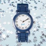 Kids Boys Modern Cool Blue Custom Name Monogram<br><div class="desc">Custom, personalized, kids boys fun cool stylish modern trendy blue silicone strap, plastic case, wrist watch. Simply type in the name. Go ahead create a wonderful, custom watch for the lil boy in your life - son, brother, nephew, grandson, godson, stepson. Makes a great custom gift for birthday, graduation, christmas,...</div>